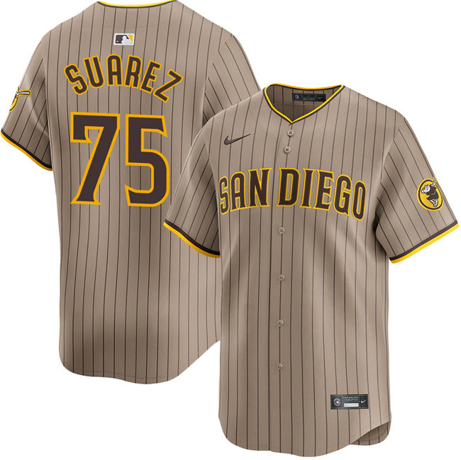 Men's San Diego Padres 75 Robert Suarez Tan 2024 Alternate Limited Stitched Baseball Jersey