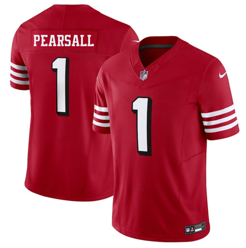 Men's San Francisco 49ers 1 Ricky Pearsall New Red 2025 F.U.S.E. Vapor Untouchable Limited Football Stitched Jersey