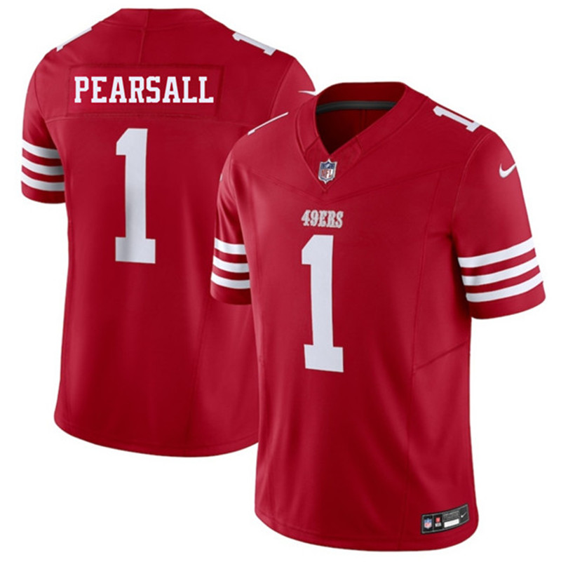 Men's San Francisco 49ers 1 Ricky Pearsall Red 2025 F.U.S.E. Vapor Untouchable Limited Football Stitched Jersey