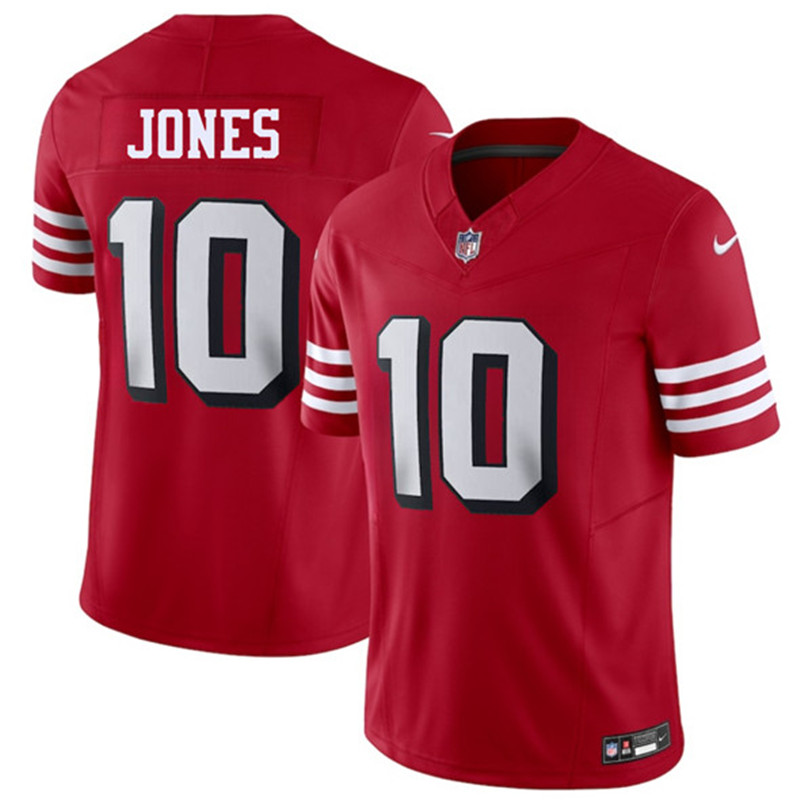 Men's San Francisco 49ers 10 Mac Jones New Red 2025 F.U.S.E. Vapor Untouchable Limited Football Stitched Jersey