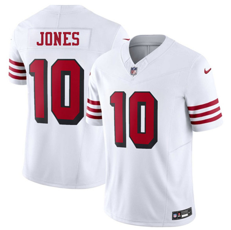Men's San Francisco 49ers 10 Mac Jones New White 2025 F.U.S.E. Vapor Untouchable Limited Football Stitched Jersey