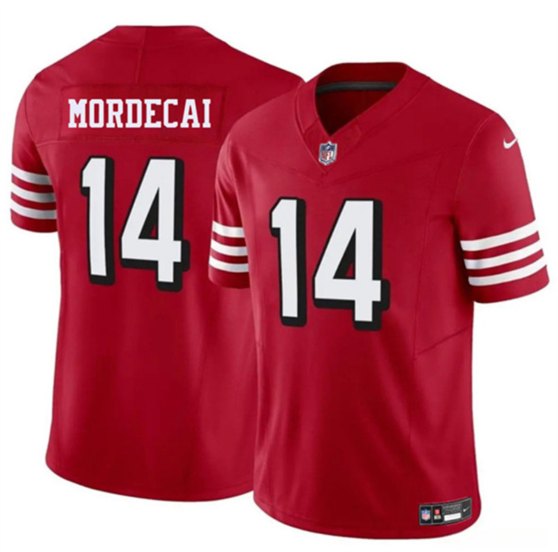 Men's San Francisco 49ers 14 Tanner Mordecai New Red 2025 F.U.S.E. Vapor Untouchable Limited Football Stitched Jersey