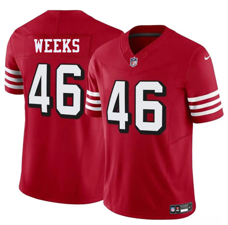 Men's San Francisco 49ers 46 Jon Weeks New Red 2025 F.U.S.E. Vapor Untouchable Limited Football Stitched Jersey