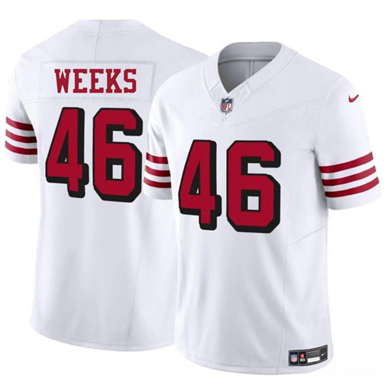 Men's San Francisco 49ers 46 Jon Weeks New White 2025 F.U.S.E. Vapor Untouchable Limited Football Stitched Jersey