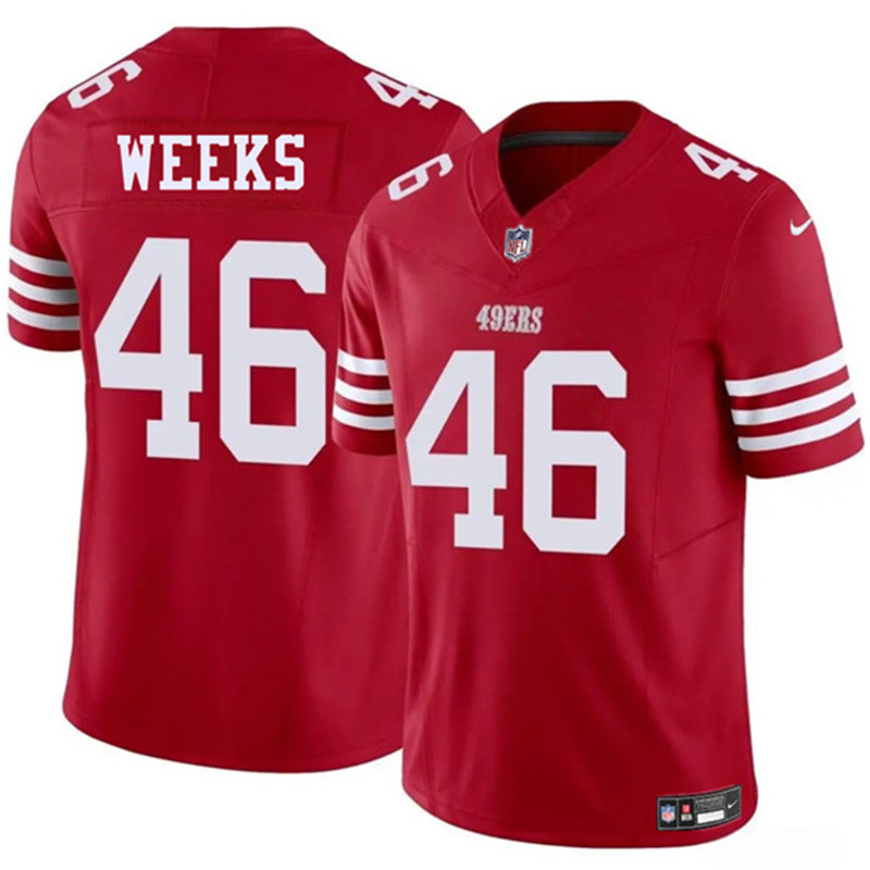 Men's San Francisco 49ers 46 Jon Weeks Red 2025 F.U.S.E. Vapor Untouchable Limited Football Stitched Jersey