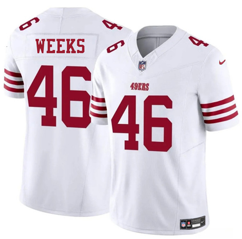 Men's San Francisco 49ers 46 Jon Weeks White 2025 F.U.S.E. Vapor Untouchable Limited Football Stitched Jersey