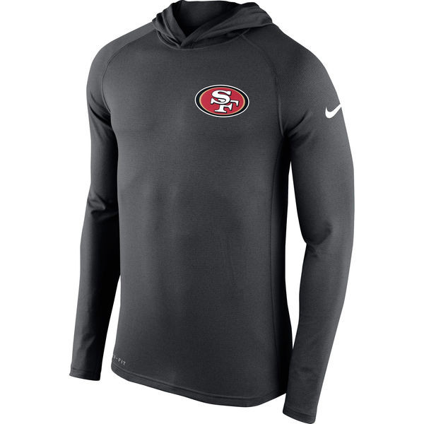 Men's San Francisco 49ers  Charcoal Stadium Touch Hooded Performance Long Sleeve T Shirt