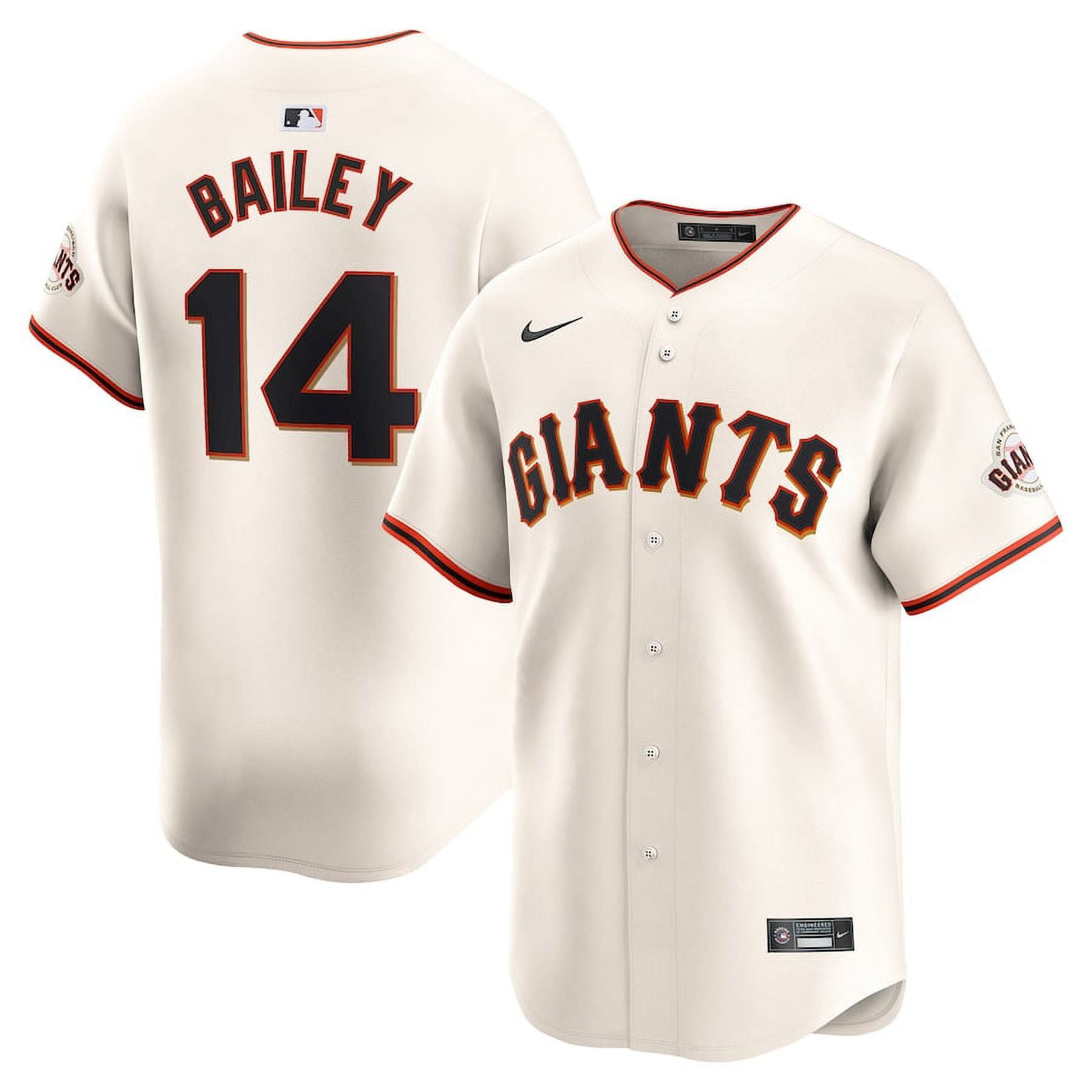 Men's San Francisco Giants 14 Patrick Bailey Cream 2024 Home Limited Stitched Baseball Jersey