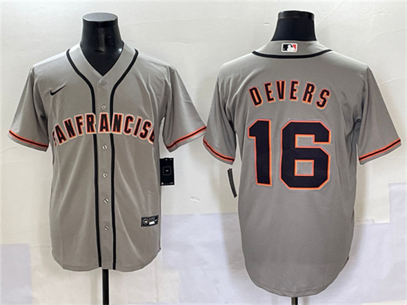 Men's San Francisco Giants 16 Rafael Devers Gray Cool Base Stitched Baseball Jersey