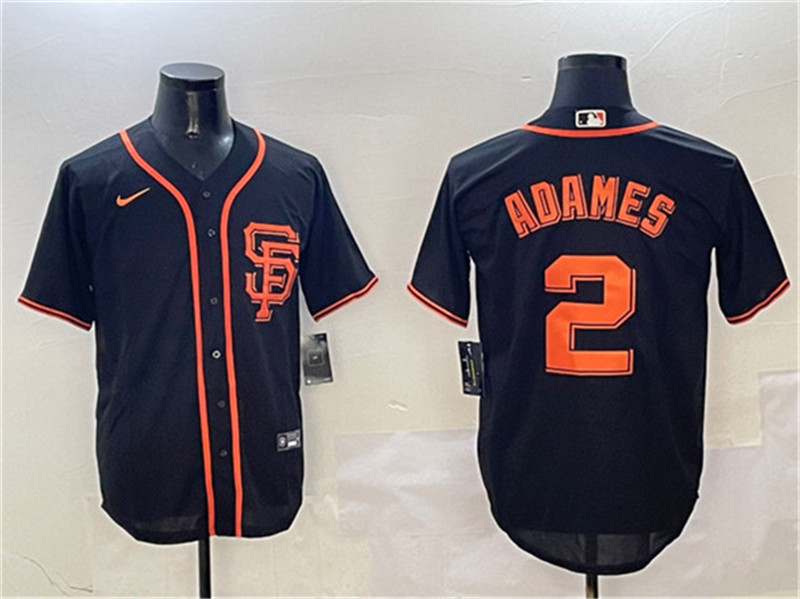 Men's San Francisco Giants 2 Willy Adames Black Cool Base Stitched Baseball Jersey