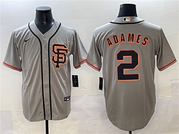 Men's San Francisco Giants 2 Willy Adames Gray Cool Base Stitched Baseball Jersey