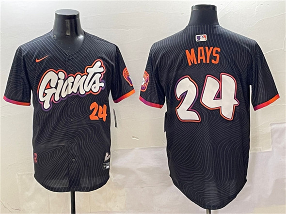 Men's San Francisco Giants 24 Willie Mays Anthracite 2025 City Connect Limited Stitched Baseball Jersey