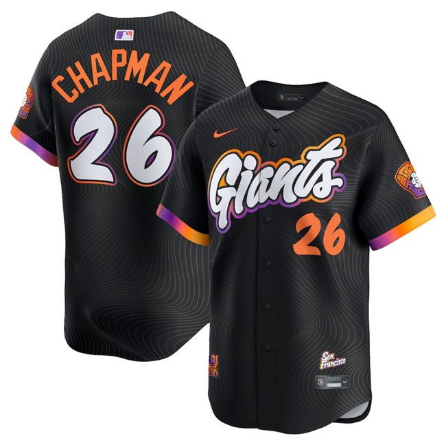 Men's San Francisco Giants 26 Matt Chapman Anthracite 2025 City Connect Limited Stitched Baseball Jersey