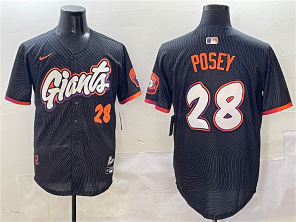 Men's San Francisco Giants 28 Buster Posey Anthracite 2025 City Connect Limited Stitched Baseball Jersey
