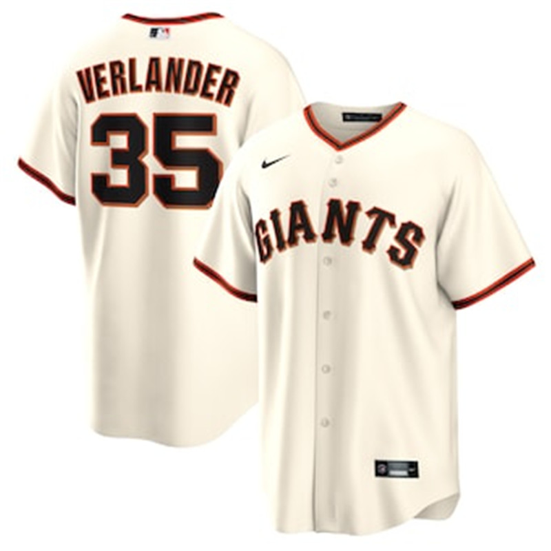 Men's San Francisco Giants 35 Justin Verlander Nike Cream Home Replica Jersey