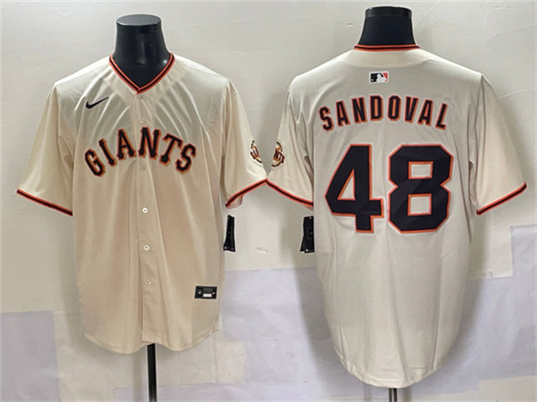 Men's San Francisco Giants 48 Pablo Sandoval Cream 2024 Home Limited Stitched Baseball Jersey