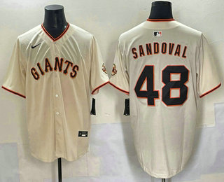 Men's San Francisco Giants 48 Pablo Sandoval Cream Limited Stitched Jersey