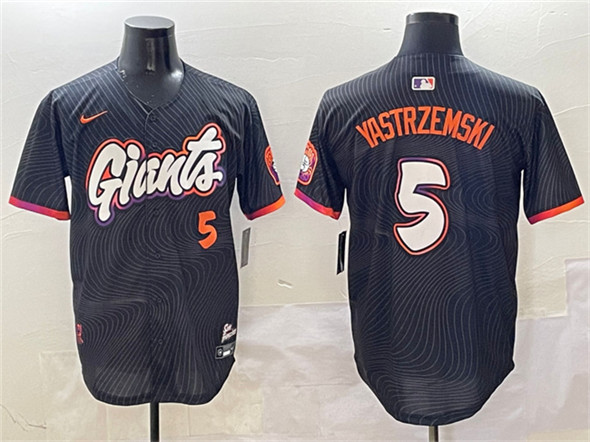Men's San Francisco Giants 5 Mike Yastrzemski Anthracite 2025 City Connect Limited Stitched Baseball Jersey
