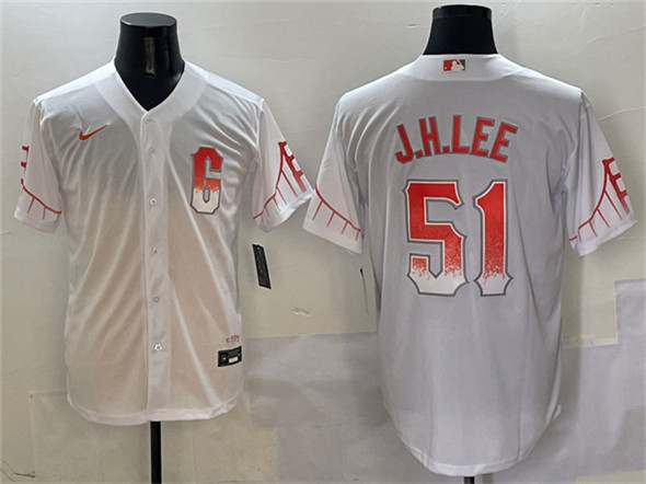 Men's San Francisco Giants 51 Jung Hoo Lee White City Connect Cool Base Stitched Baseball Jersey