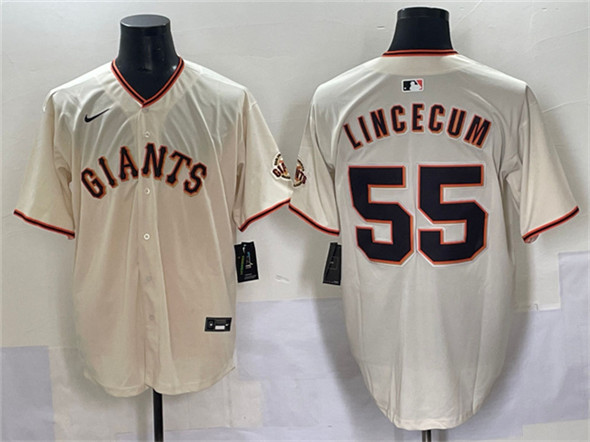 Men's San Francisco Giants 55 Tim Lincecum Cream 2024 Home Limited Stitched Baseball Jersey