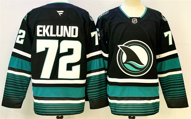 Men's San Jose Sharks 72 William Eklund Black 2024 25 Alternate Stitched Hockey Jersey