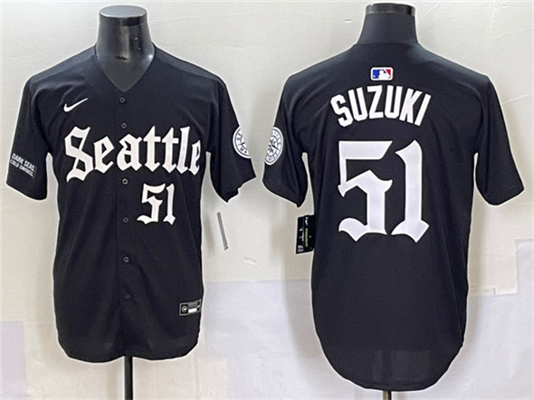 Men's Seattle Mariners 51 Ichiro Suzuki Black 'Deep Sea Gothic Edition' Vapor Premier Limited Stitched Baseball Jersey