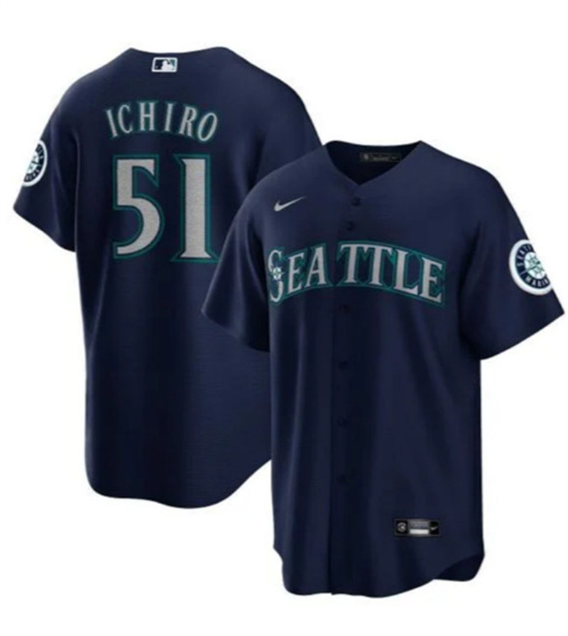Men's Seattle Mariners 51 Ichiro Suzuki Navy Cool Base Stitched Baseball Jersey
