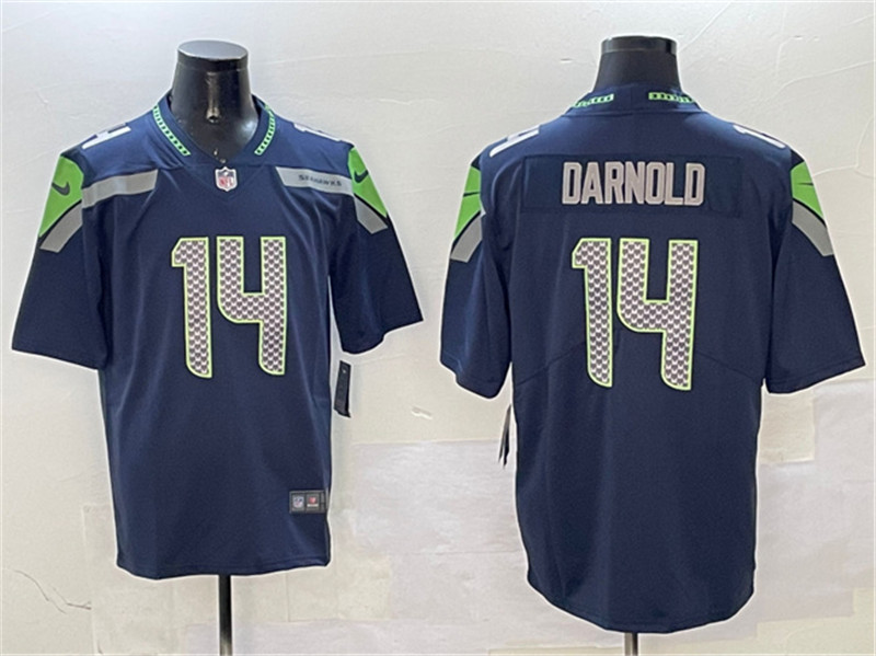 Men's Seattle Seahawks 14 Sam Darnold Navy 2025 Vapor Limited Football Stitched Jersey