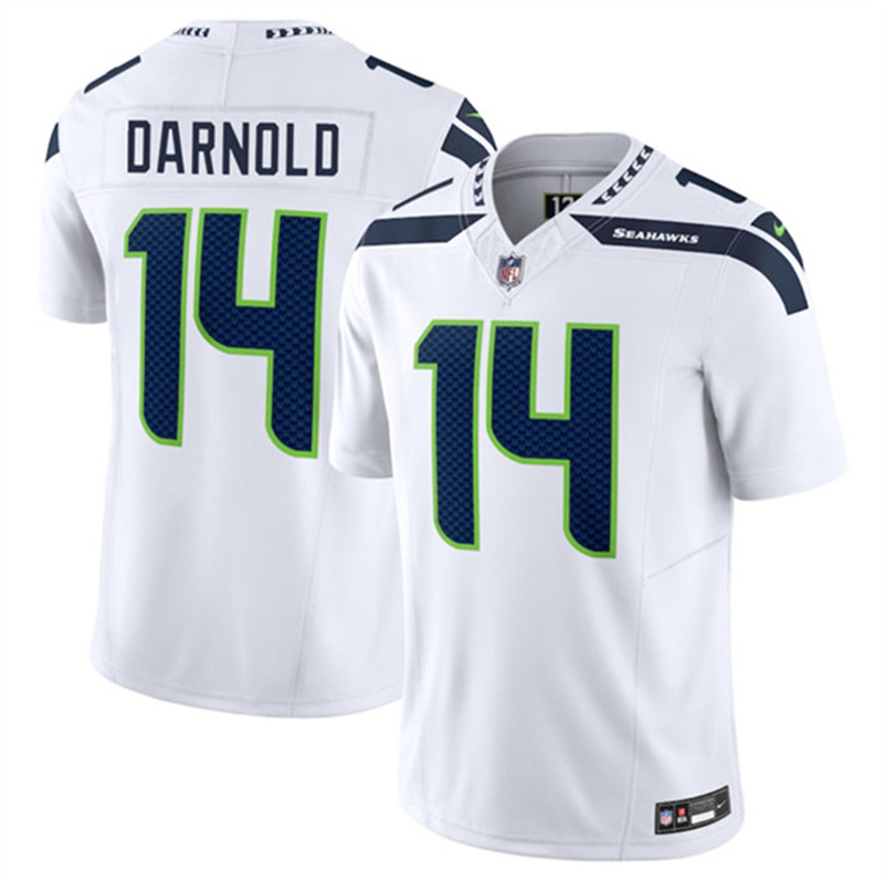 Men's Seattle Seahawks 14 Sam Darnold White 2024 F.U.S.E. Vapor Limited Football Stitched Jersey
