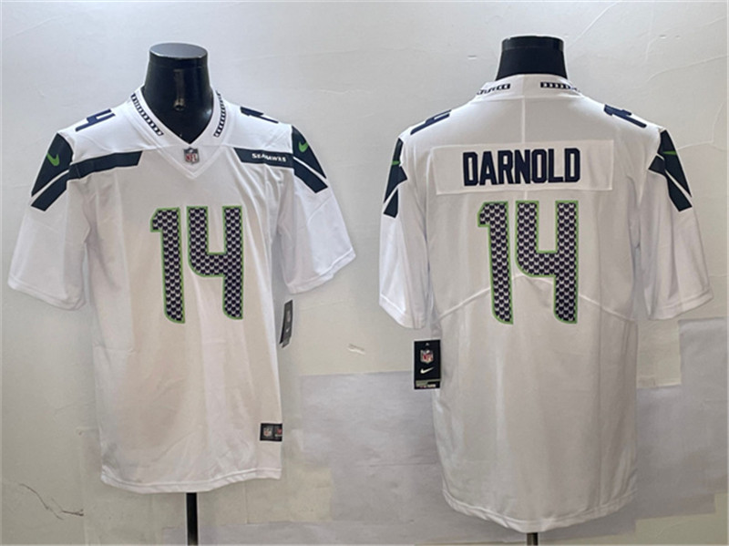 Men's Seattle Seahawks 14 Sam Darnold White 2025 Vapor Limited Football Stitched Jersey