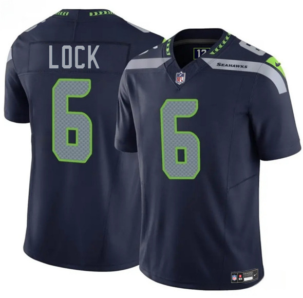 Men's Seattle Seahawks 6 Drew Lock Navy 2025 F.U.S.E. Vapor Limited Football Stitched Jersey