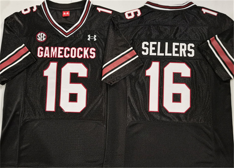 Men's South Carolina Fighting Gamecocks 16 LaNorris Sellers Black Stitched Jersey