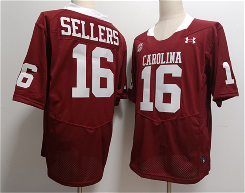 Men's South Carolina Fighting Gamecocks 16 LaNorris Sellers Garnet Stitched Jersey
