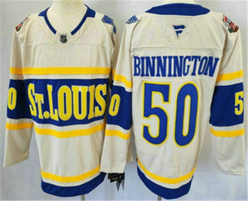 Men's St Louis Blues 50 Jordan Binnington Cream 2025 Winter Classic Authentic Jersey
