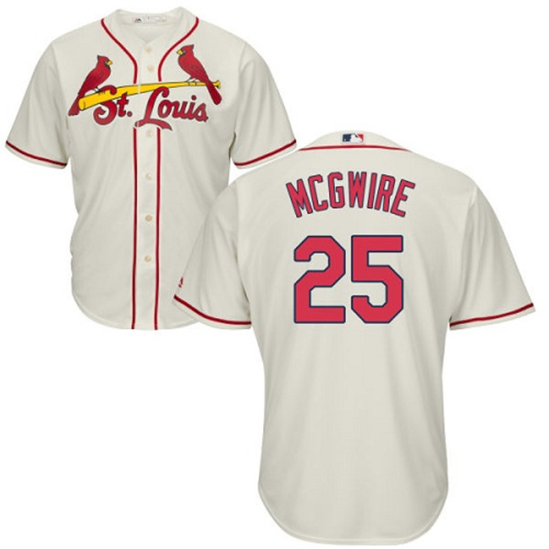 Men's St Louis Cardinals 25 Mark McGwire Cream Cool Base Stitched Baseball Jersey