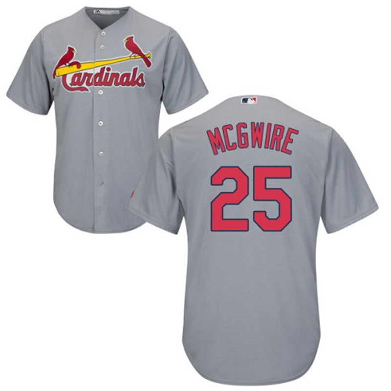Men's St Louis Cardinals 25 Mark McGwire Grey Cool Base Stitched Baseball Jersey