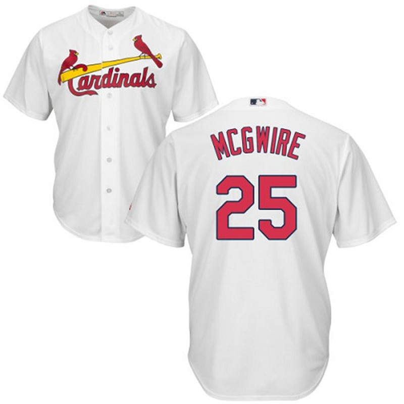 Men's St Louis Cardinals 25 Mark McGwire White Cool Base Stitched Baseball Jersey