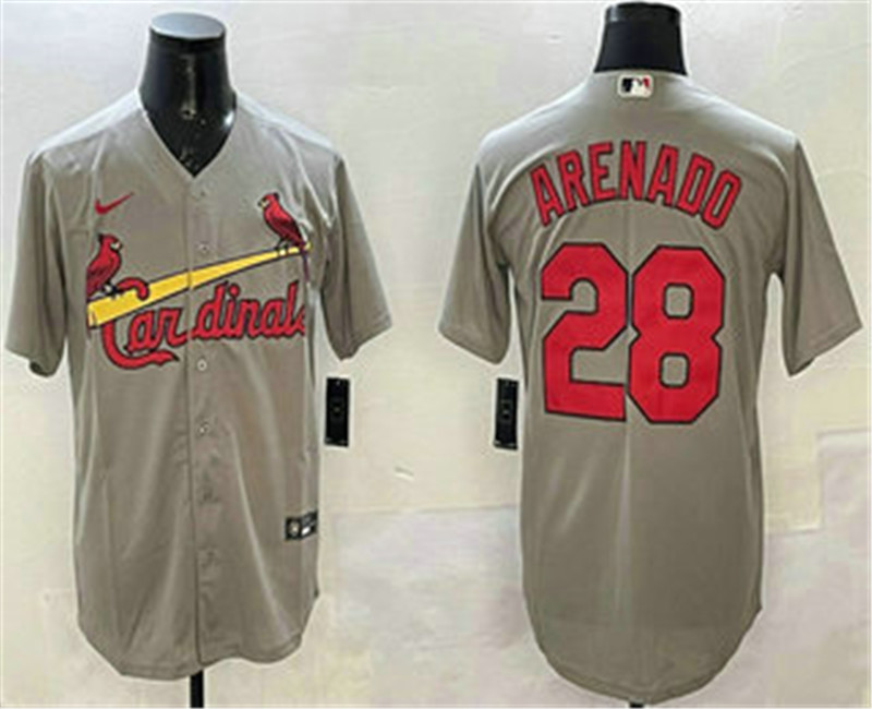 Men's St Louis Cardinals 28 Nolan Arenado Grey Stitched Cool Base Nike Jersey
