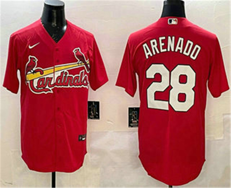 Men's St Louis Cardinals 28 Nolan Arenado Red Stitched Cool Base Nike Jersey