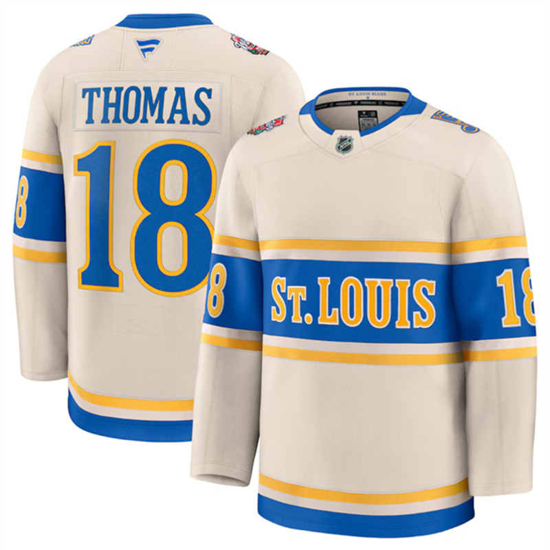 Men's St. Louis Blues 18 Robert Thomas Cream 2024 25 Winter Classic Stitched Hockey Jersey