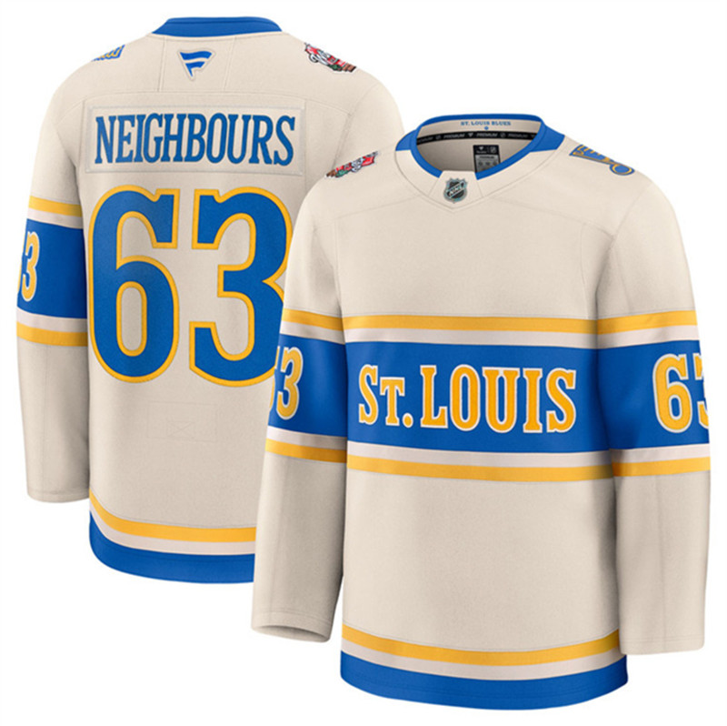 Men's St. Louis Blues 63 Jake Neighbours Cream 2024 25 Winter Classic Stitched Hockey Jersey