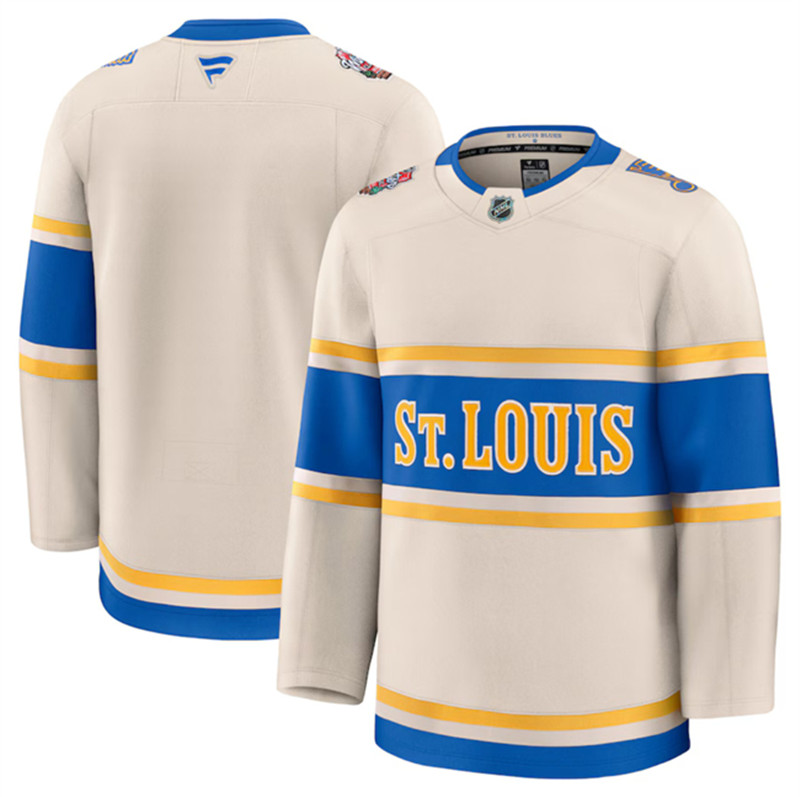Men's St. Louis Blues Blank Cream 2024 25 Winter Classic Stitched Hockey Jersey