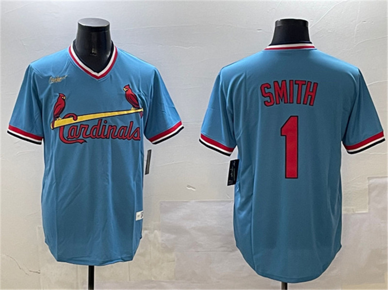 Men's St. Louis Cardinals 1 Ozzie Smith Blue Stitched Baseball Jersey