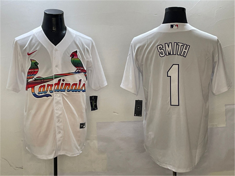 Men's St. Louis Cardinals 1 Ozzie Smith White Cool Base Stitched Baseball Jersey