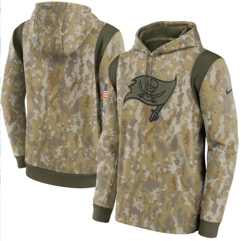 Men's Tampa Bay Buccaneers Nike Camo 2021 Salute To Service Therma Performance Pullover Hoodie