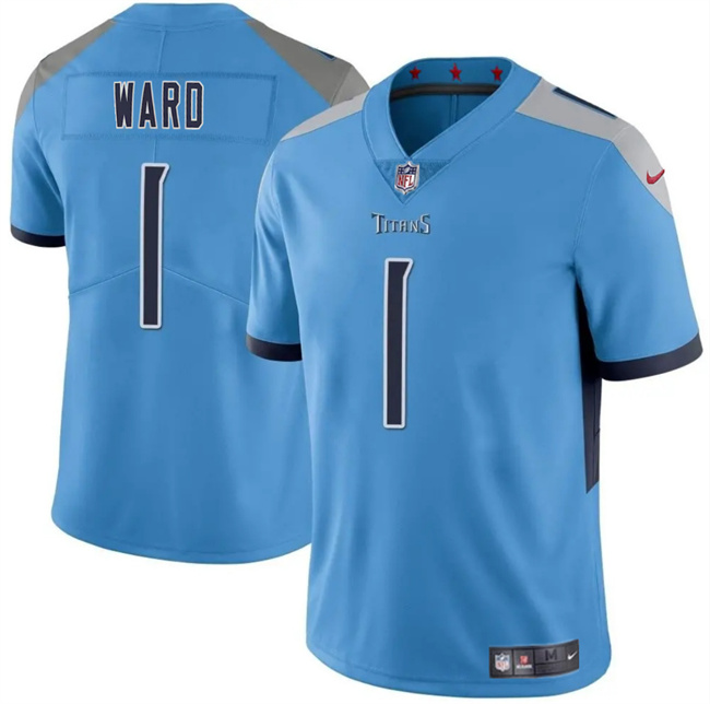 Men's Tennessee Titans 1 Cameron Ward Blue 2025 Draft Vapor Untouchable Football Stitched Jersey