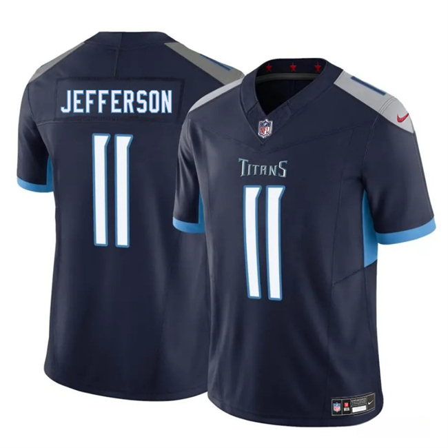 Men's Tennessee Titans 11 Van Jefferson Navy 2025 F.U.S.E. Vapor Limited Football Stitched Jersey