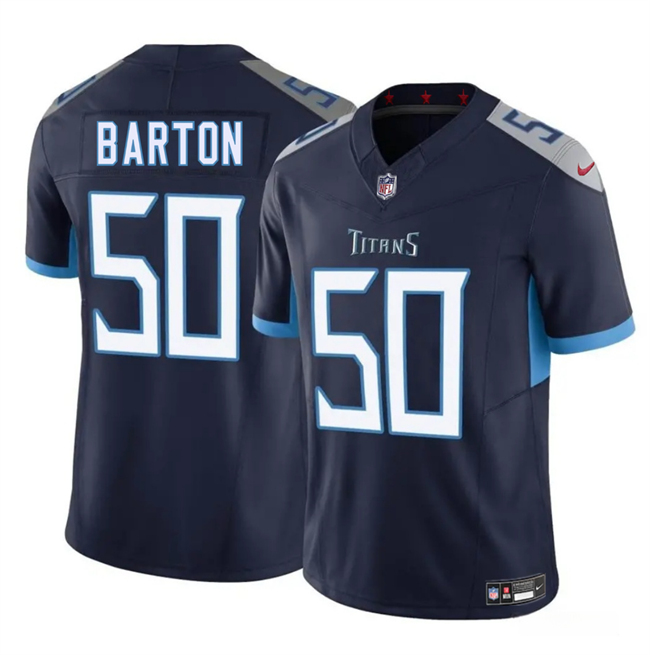 Men's Tennessee Titans 50 Cody Barton Navy 2025 F.U.S.E. Vapor Limited Football Stitched Jersey