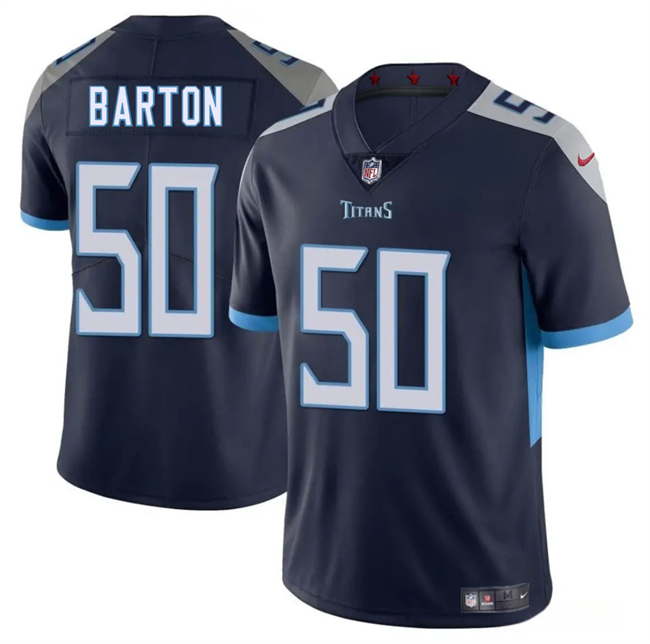 Men's Tennessee Titans 50 Cody Barton Navy 2025 Vapor Limited Football Stitched Jersey