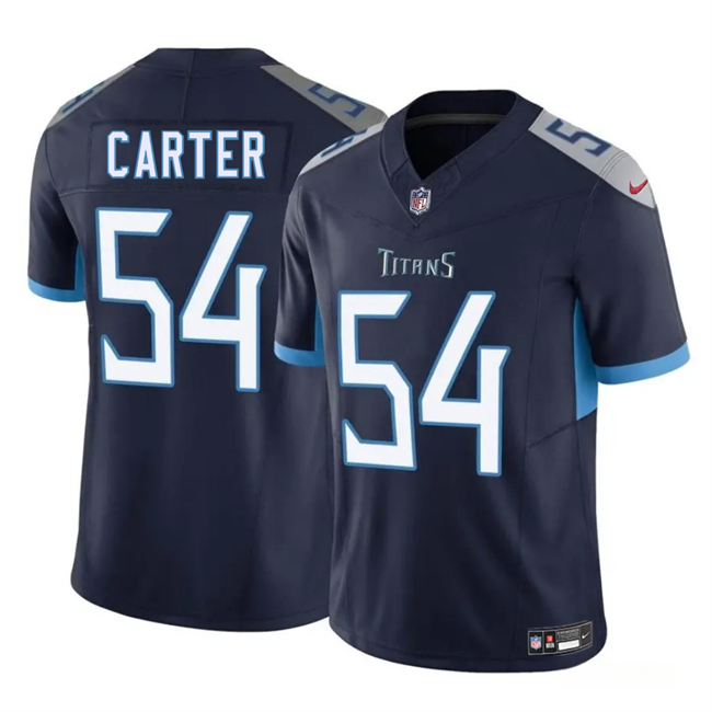 Men's Tennessee Titans 54 Lorenzo Carter Navy 2025 F.U.S.E. Vapor Limited Football Stitched Jersey